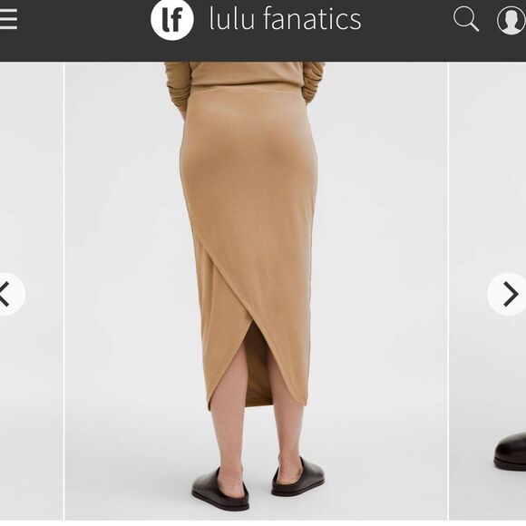 NWT Lululemon Drapey Softstreme Column Midi Skirt Sz Medium Filbert Tan - Picture 1 of 5